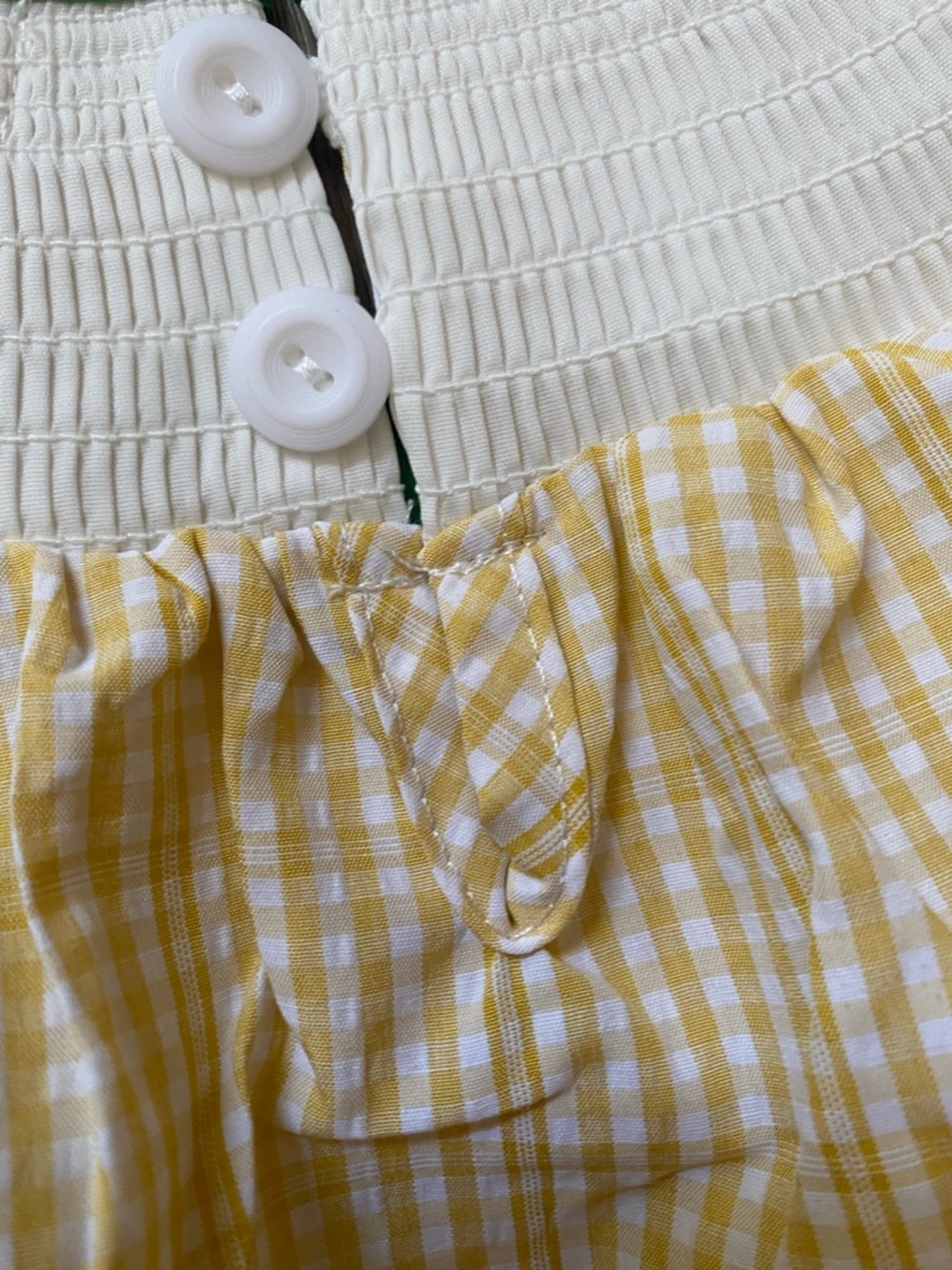 Rylee Faith Designs Yellow Gingham Sunflower Smocked Dress Green Trim NWT Sz 5 - Picture 8 of 10